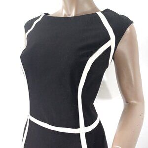 CHAPS Dress Sleeveless Contrast Outline Stripes Stretch 12